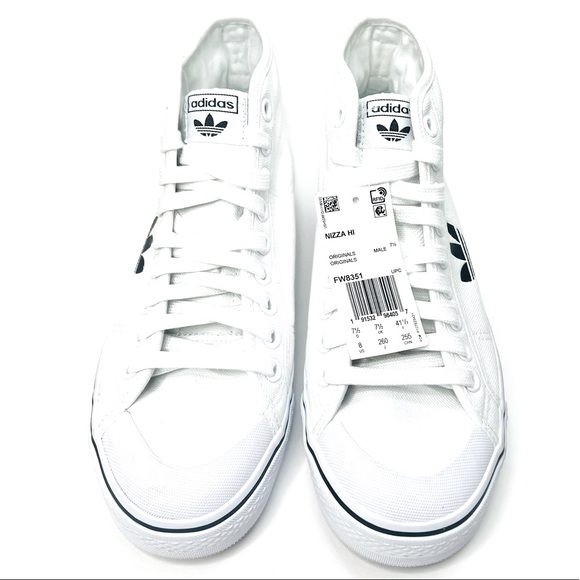 SOLD adidas Originals Nizza Hi Canvas White/Black Shoes Men's Size 8 FW8351 - Picture 3 of 7